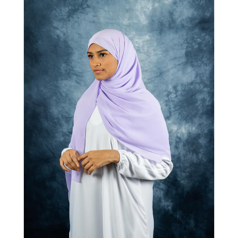 Crinkle Chiffon Hijab (Lavender Purple Silk)