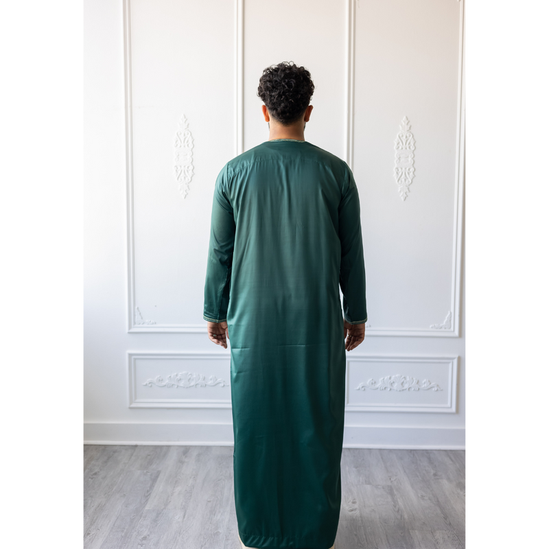 Omani Thobe (Deep Green & Cream Tassel)