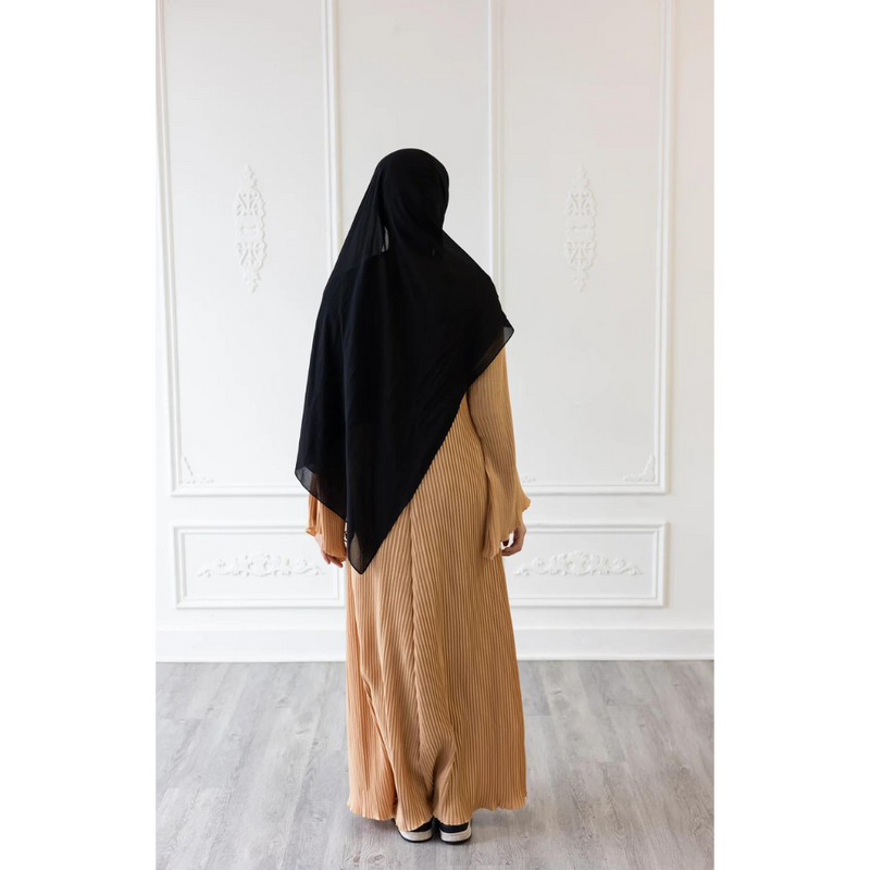 Pleated Plain Abaya (Marzipan)