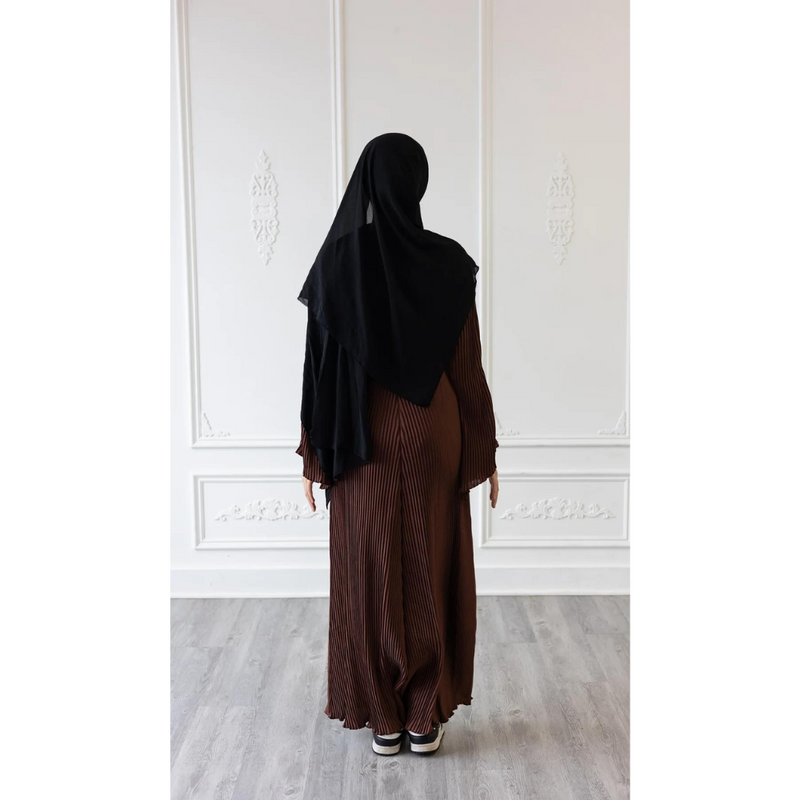 Pleated Plain Abaya (Old Copper)