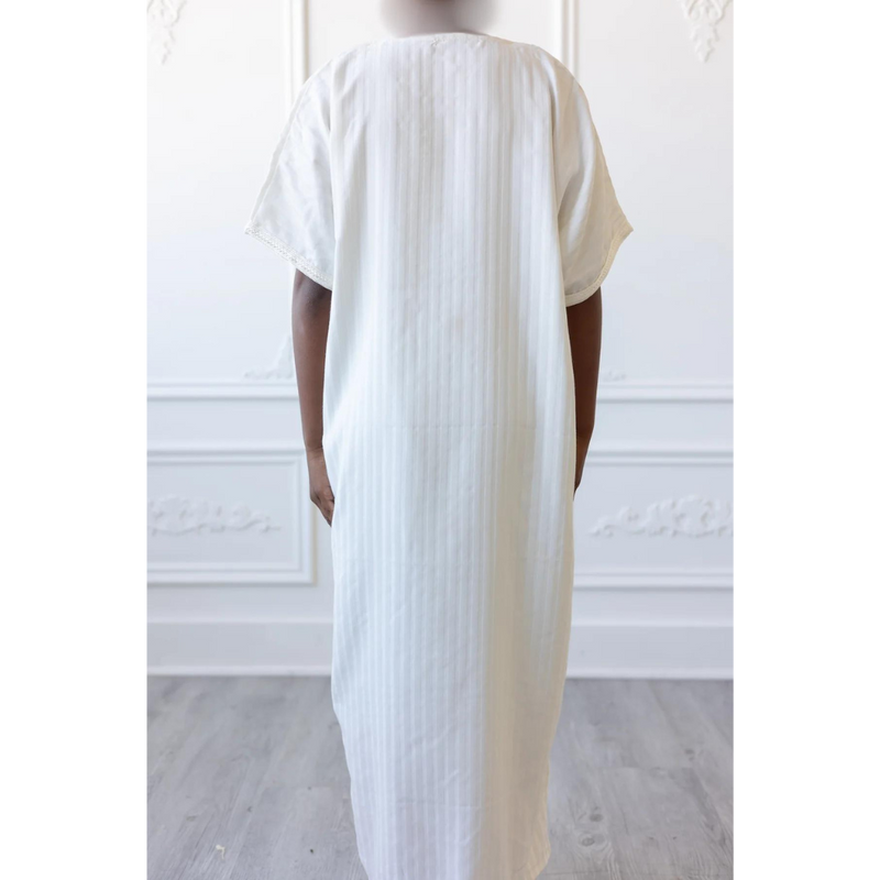 Kids Moroccan Short Sleeve Thobe (Pearl White)