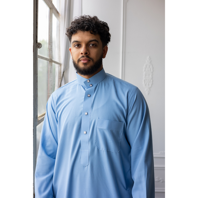 Saudi Collar MC Cotton Blend - Breezy Blue