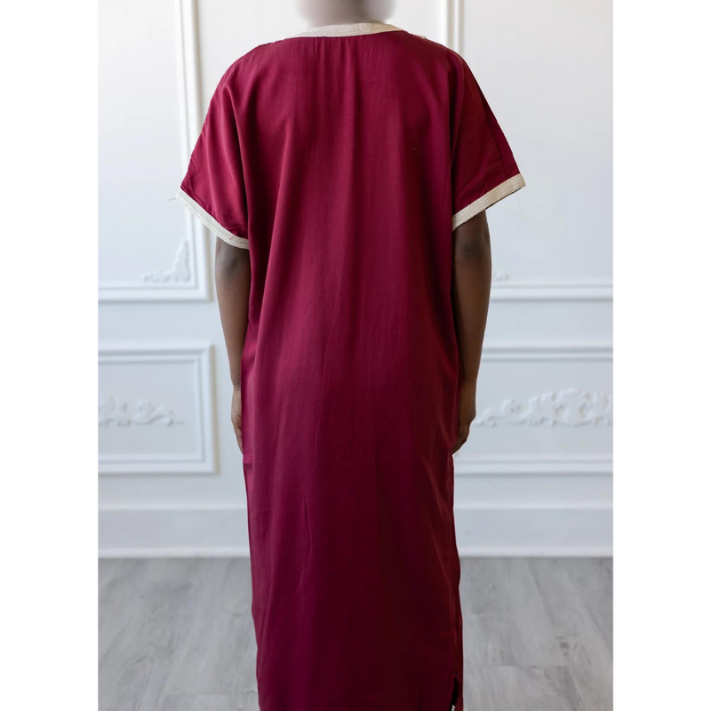 Kids Moroccan Short Sleeve Thobe (Maroon)