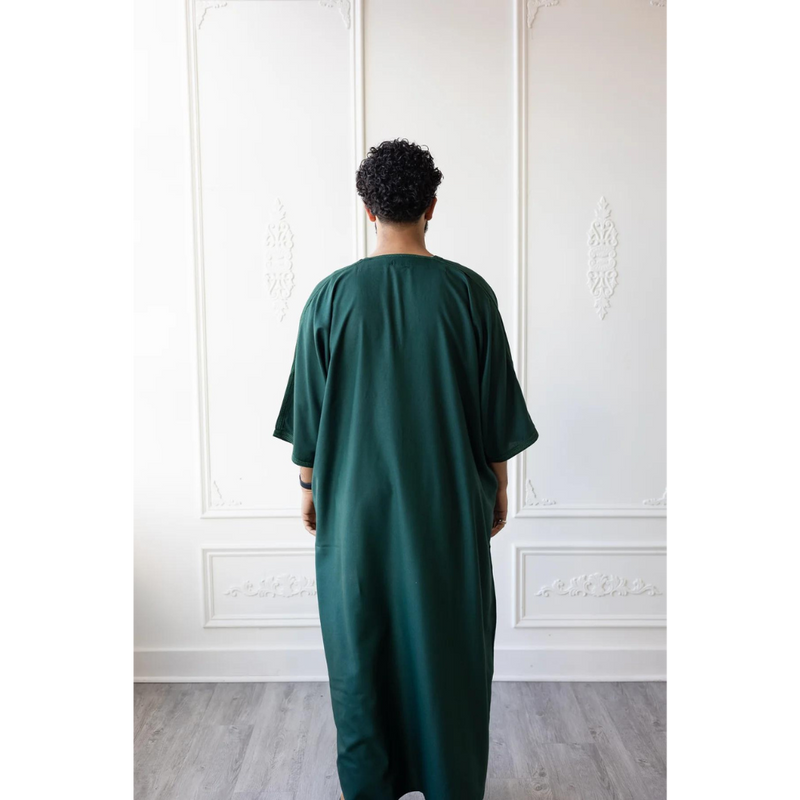 Moroccan 3/4 Sleeve Thobe (Emerald)