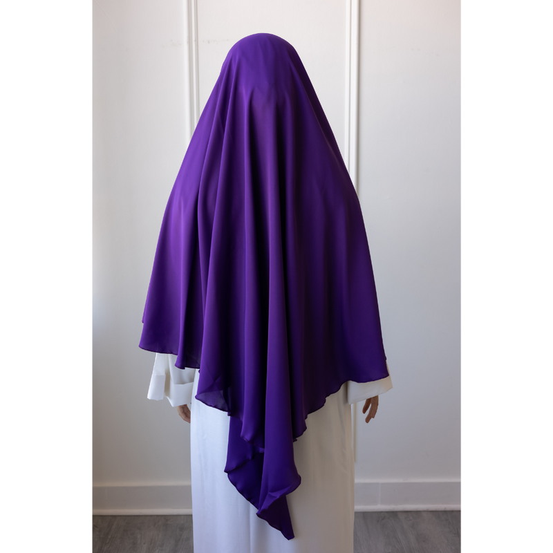 Chiffon Three Layered Princess Khimar - Violet