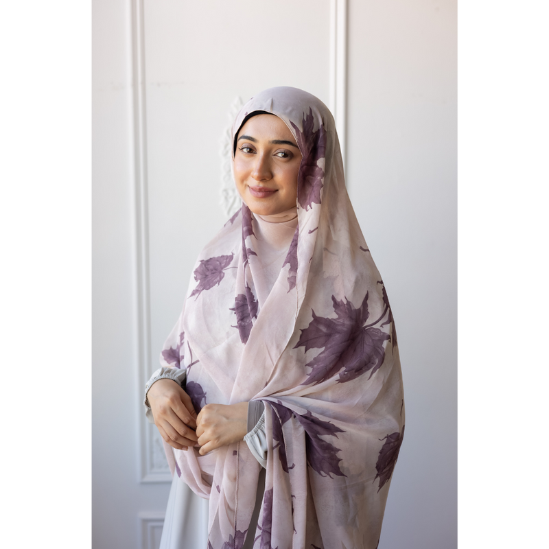 Printed Chiffon Hijab - Maple Leaf