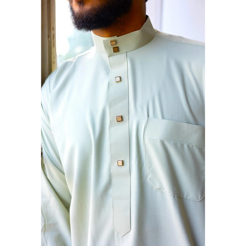 Saudi Collared Thobe Jubbah - Ali Collection (Feta)