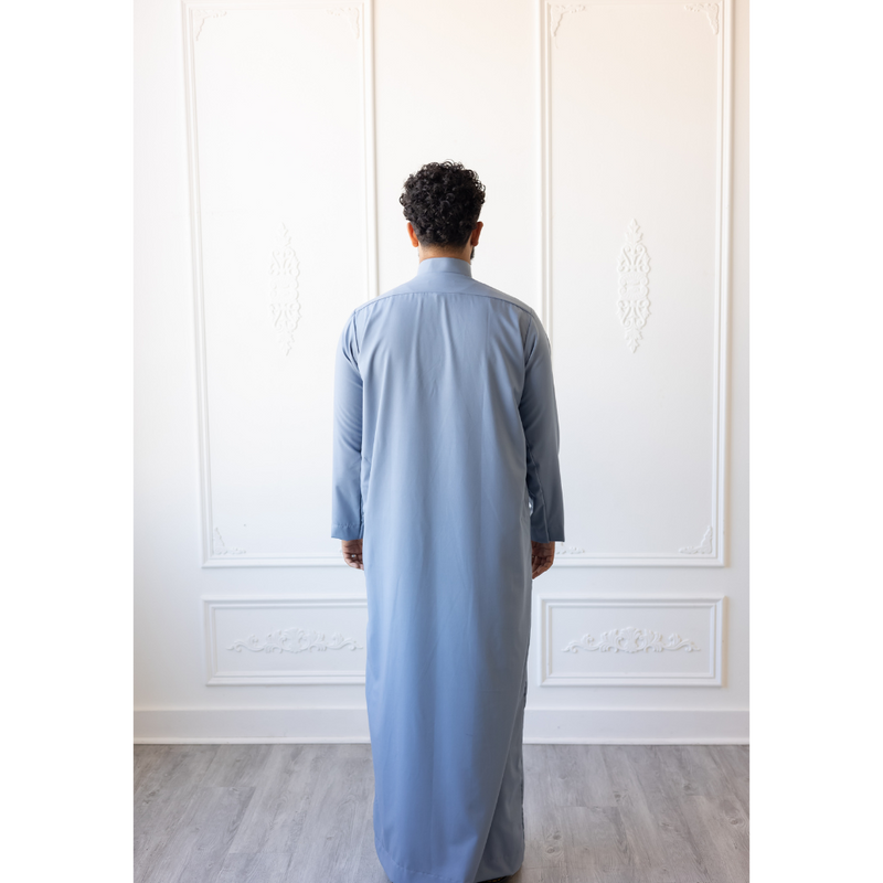 Saudi Collared Thobe Jubbah MC Cotton Blend - Denim Blue