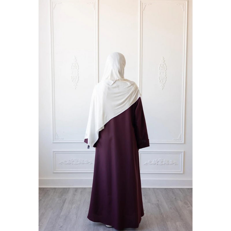 Umm Salama Cotton Blend Loose Fit Abaya - Raspberry Glaze