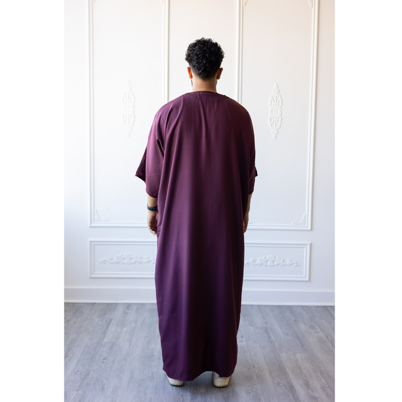 Moroccan 3/4 Sleeve Thobe (Burgundy)