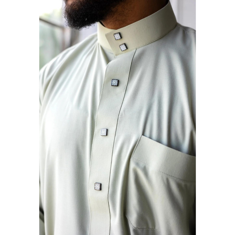 Saudi Collared Thobe Jubbah - Ali Collection (Feta)