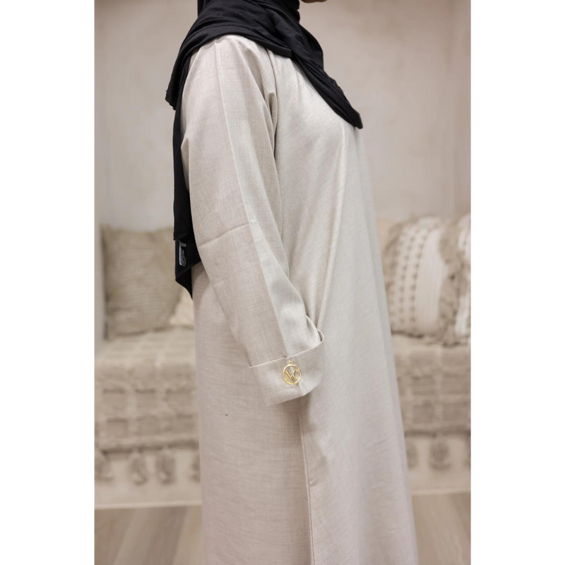 Sample Sale - Luxury Linen Abaya (Oat Matte)