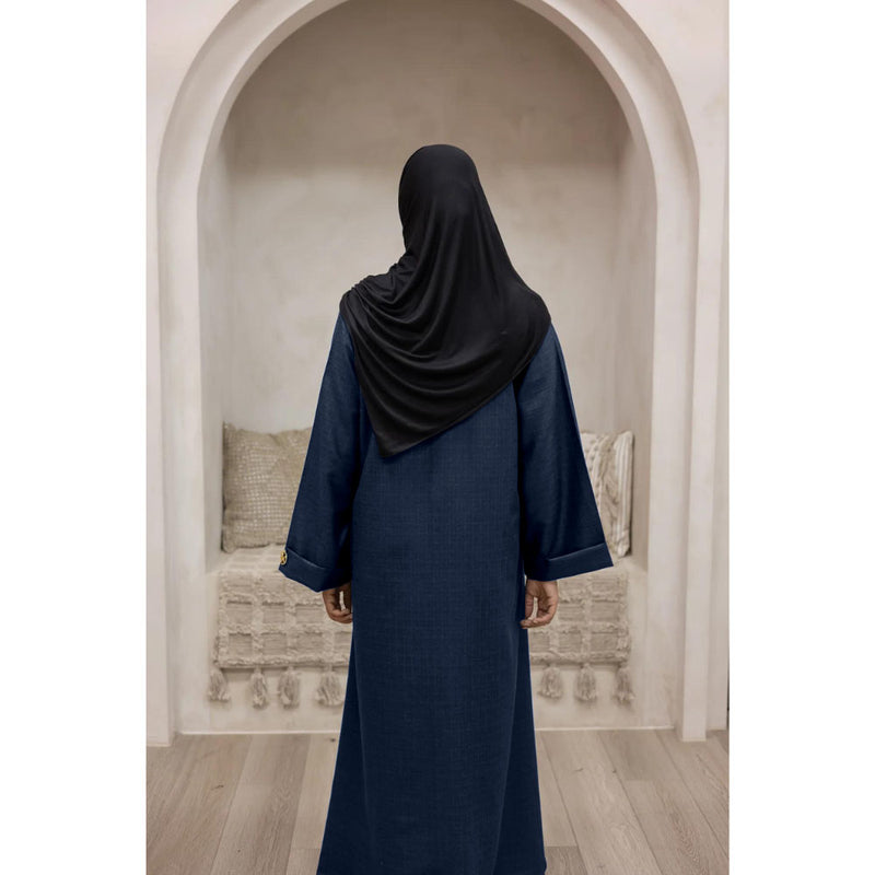 Luxury Linen Abaya - Blueberry