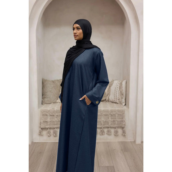 Luxury Linen Abaya - Blueberry