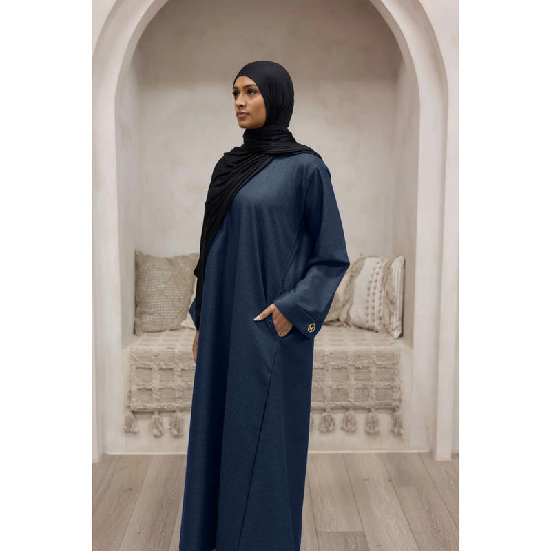 Luxury Linen Abaya - Blueberry