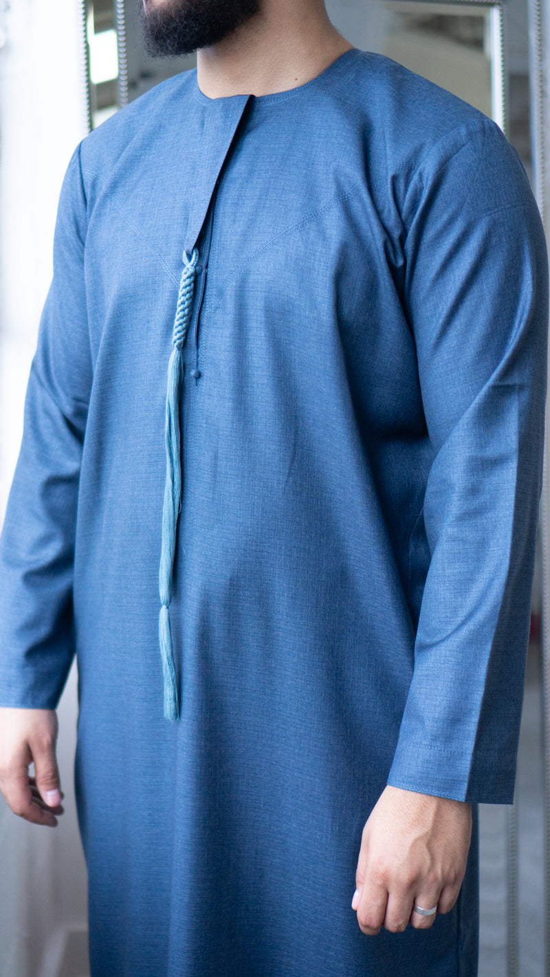 Emirati Thobe Jubbah - MC Cotton Blend (Denim)