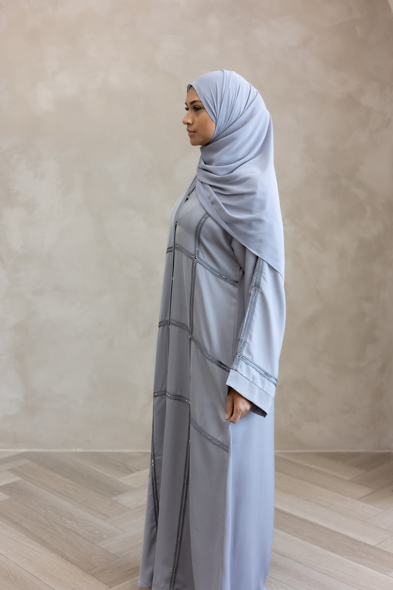 Grey Checkered Stonework Abaya