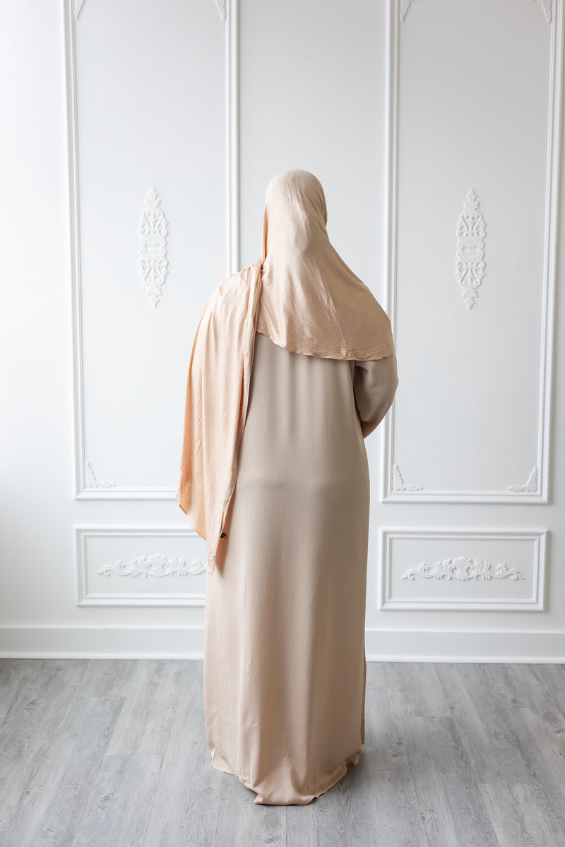 Glam Abaya Floral Embellished sleeve - French Vanilla (C33)