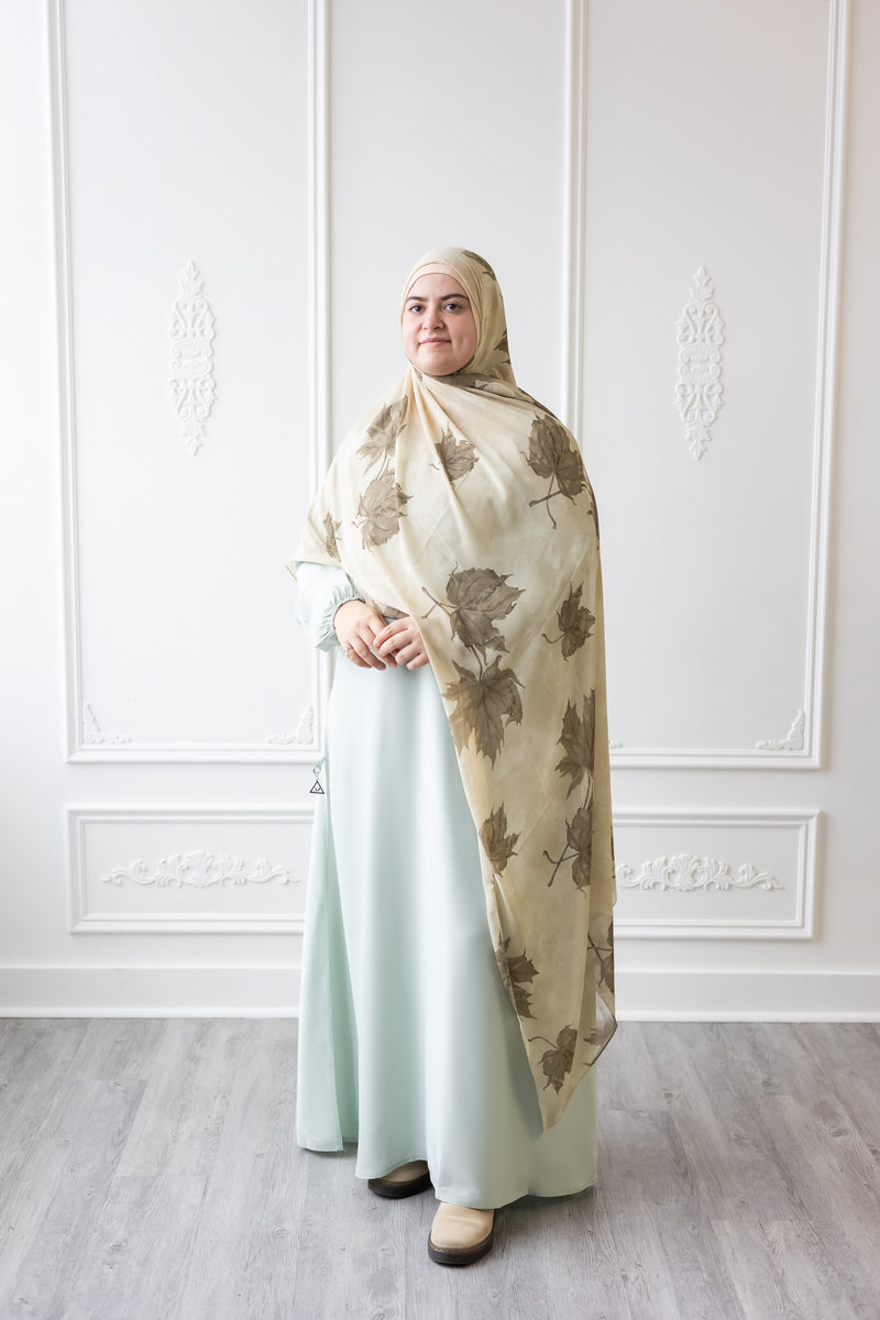 Umm Salama Cotton Blend Loose Fit Abaya - Avocado (A64)