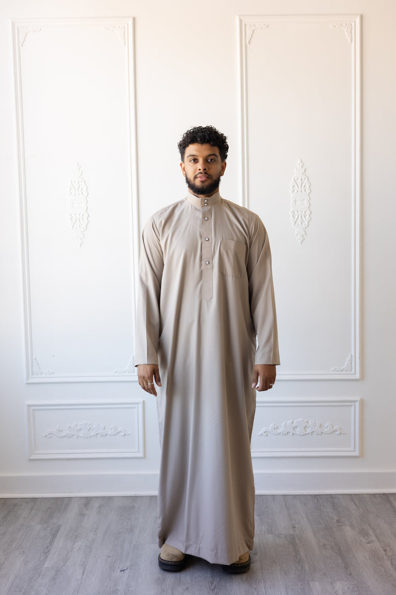 Saudi Collared Thobe Jubbah MC Cotton Blend - Blossom Blush