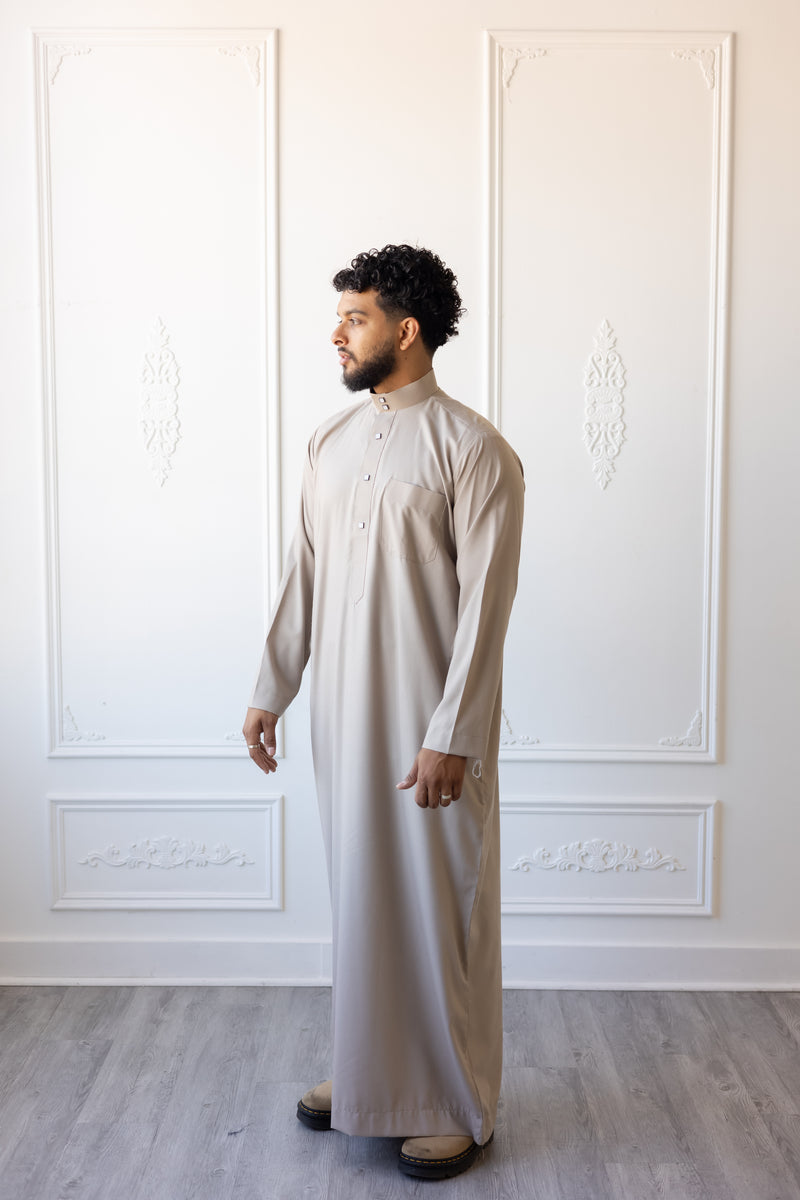 Saudi Collared Thobe Jubbah MC Cotton Blend - Blossom Blush