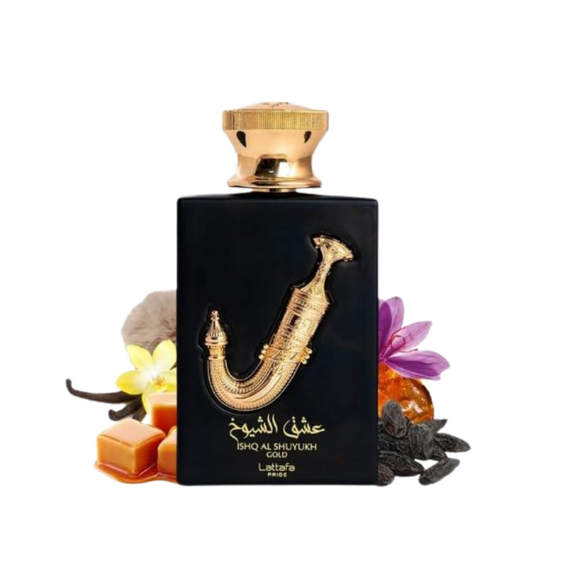 Lattafa Ishq Al Shuyukh Gold for Unisex Eau de Parfum Spray, 3.4 Ounce