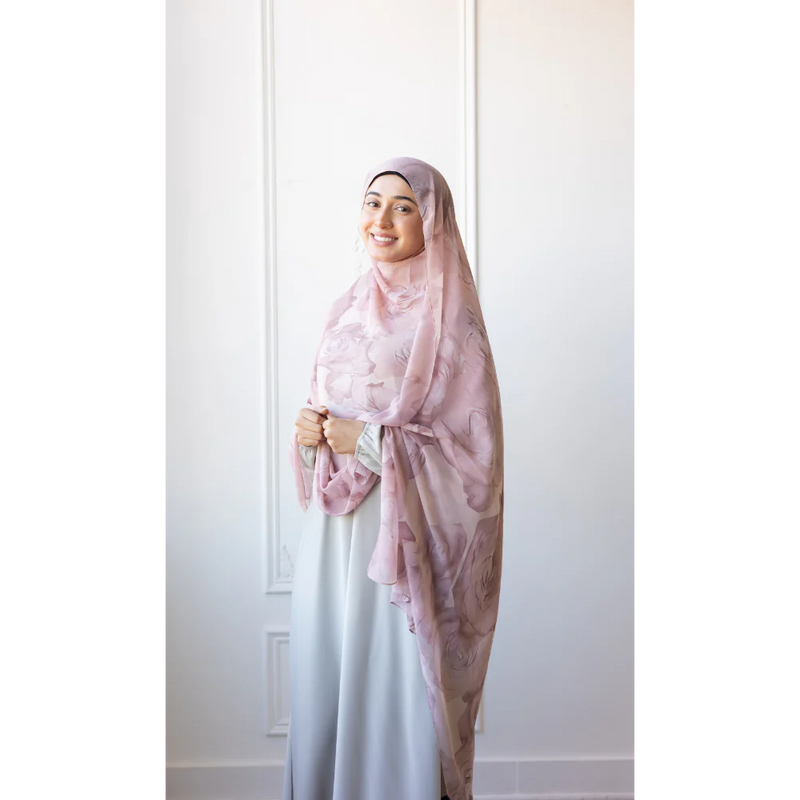 Printed Chiffon Hijab - Roses in the Garden