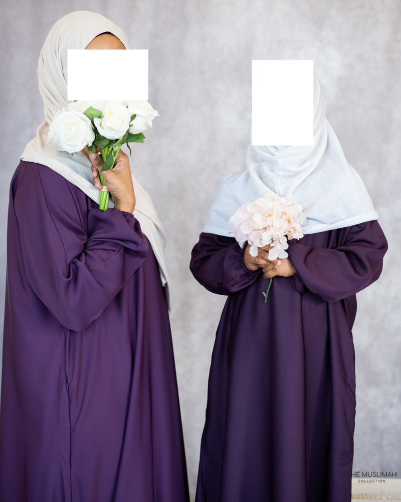 Mini Muslimah Kids Girls Abaya Eggplant Purple