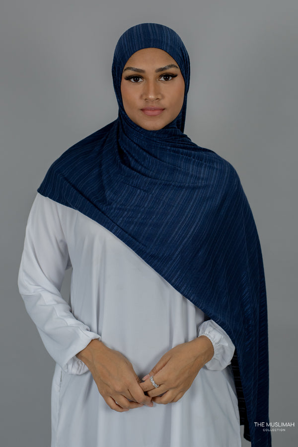 Navy Blue Cotton Stretch Hijab