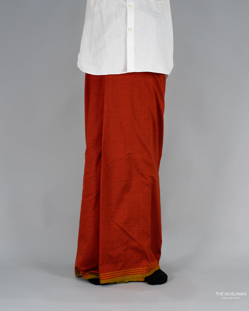 Scarlett Red Cotton Izaar/Lungi/Sarong/Saram