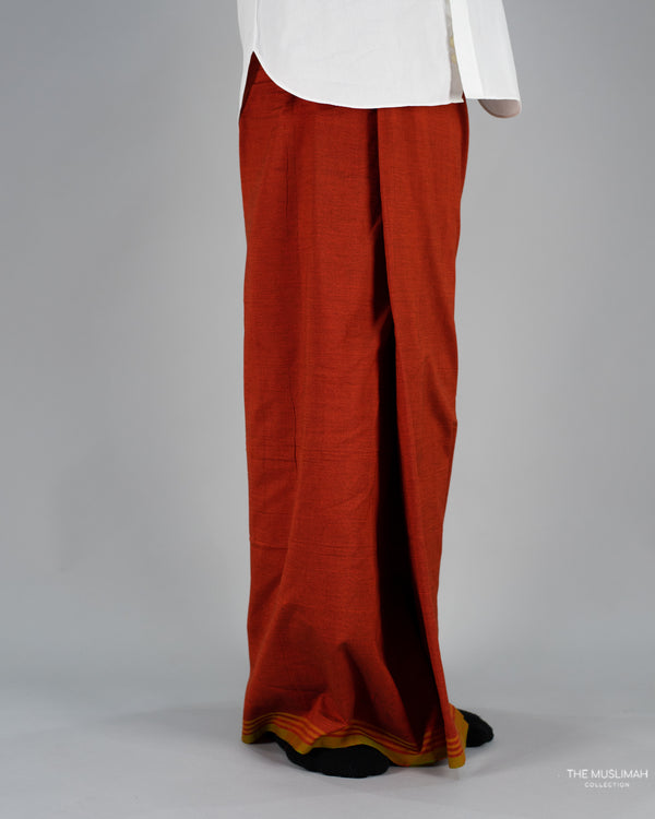 Scarlett Red Cotton Izaar/Lungi/Sarong/Saram