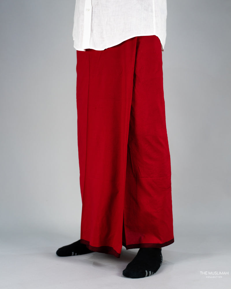 Scarlett Red with Black TrimCotton Izaar/Lungi/Sarong/Saram