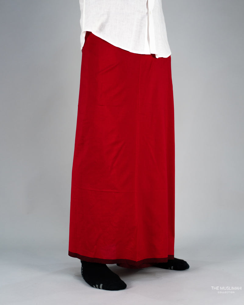 Scarlett Red with Black TrimCotton Izaar/Lungi/Sarong/Saram